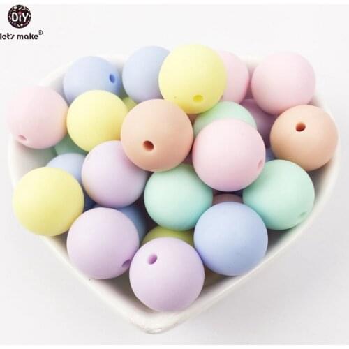 Lets make baby teether round candy color silicone beads 500PC 12-15mm Nursing Crafts Chewable Toys beads silicone teether