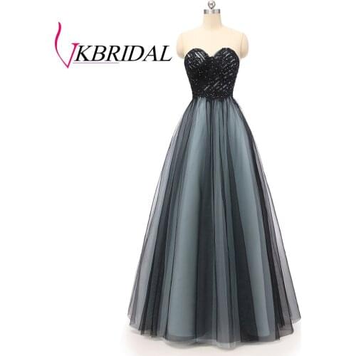 New Fashion 2019 Sweetheart A-line Long Evening Dress Blue Black Mixed Color Robe De Soiree Prom Gowns
