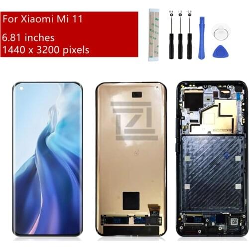 For Xiaomi Mi 11 lcd display Touch Screen Digitizer assembly With Frame for mi 11 display Replacement Repair Parts 6.81"