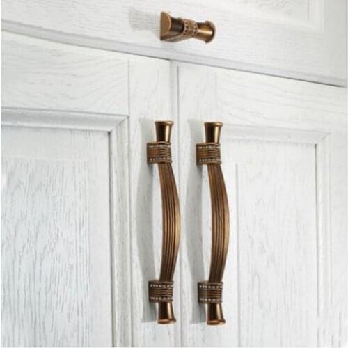 224mm 192mm Retro longthen glass crystal wardrobe kitchen cabinet door handle yellow bronze cupboard drawer knob pull 5" 160mm