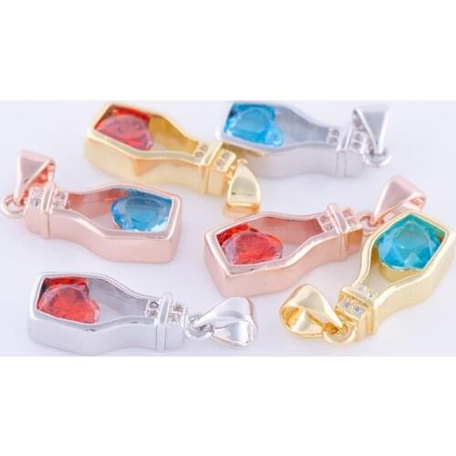 Juya DIY Popular Decoration Women Perfume Bottle Blue/Red Garnet Charm For Necklace Crystal Bottle Pendant