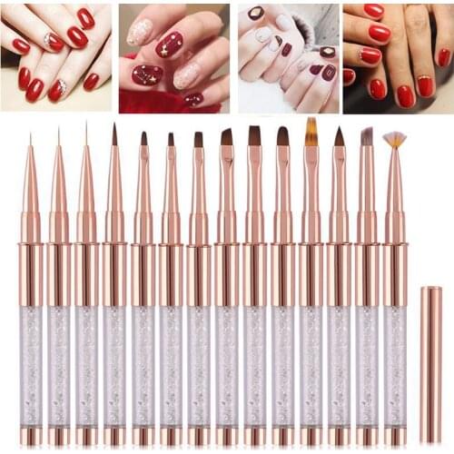 Crystal Nail Brush Dual End Nail Art Dotting Pen Acrylic Drawing Liner Brush Rhinestone Crystal UV Gel Painting Manicure Tool
