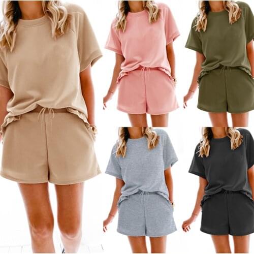 Summer Womens Jumpsuits&Rompers Ruffles T-Shirts Straight Pants Casual Solid Color Autumn Female Jumpsuit Streetwear C2695