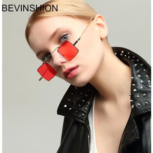 Cool Sexy Small Square Sunglasses Women Men New Year 2018 Cute Couple Vintage Sun Glasses Metal Frame Red Yellow Pink Lens Brand