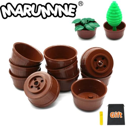 Marumine 10PCS Building Blocks Parts Flower Pot 64951 Classic Creative MOC Bricks Construction Parts Toys Compatible Major Brand