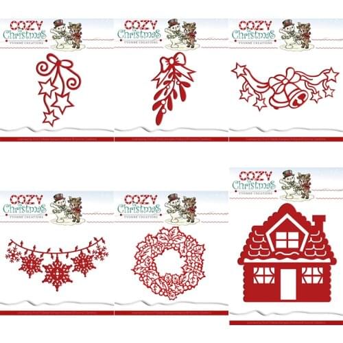 Piggy Craft metal cutting dies cut die mold Christmas bell snowflake strip Scrapbook paper craft knife mould blade punch stencil