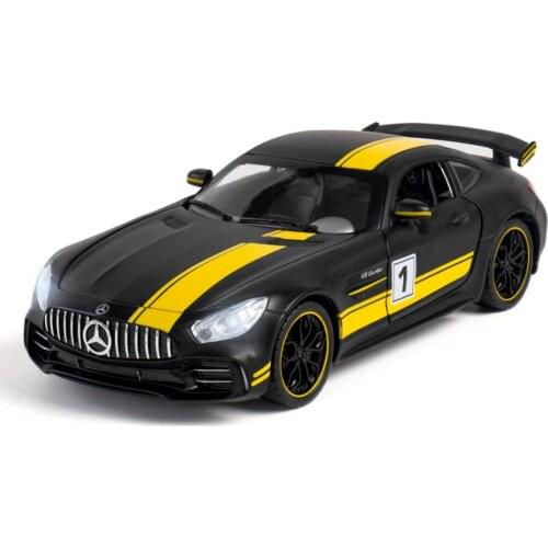 Simulation Hot 1:24 scale vehicle wheels benz AMG-GTR metal model diecast sport car pull back toy collection for gifts