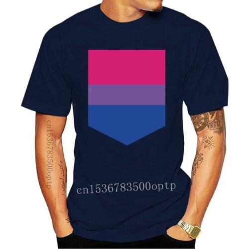 Men T Shirt Printed Pocket - Bi Flag Women T-Shirt