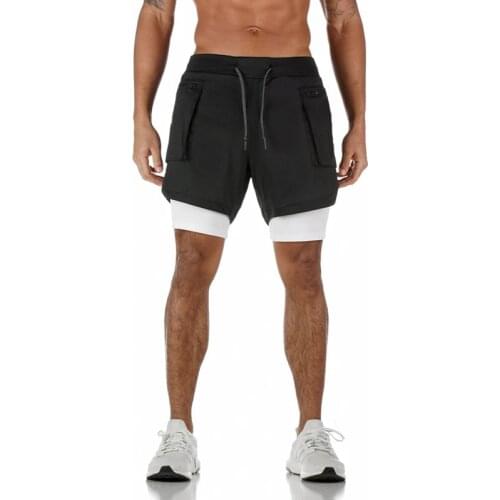 2021 NEW Mens Running Shorts Mens 2 in 1 Sports Shorts Male double-deck Quick Drying Sports men Shorts Jogging Gym Short