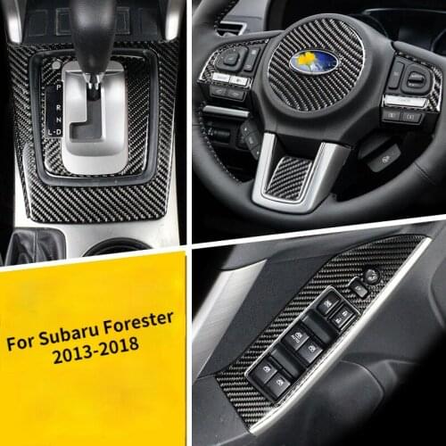 For Subaru Forester 2013 2014 2015 2016 2017 2018 Interior Decoration Carbon Fiber Center Console Panel Steering Wheel Sticker