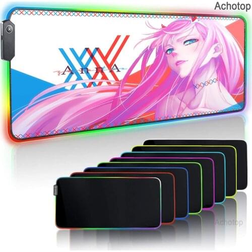 Zero Two Darling in the FranXX Anime RGB Gaming Mouse Pad Gamer Computer Mousepad Backlit Mause Large Desk Keyboard LED Mice Mat