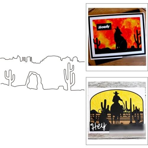 2021 New Cactus and Arch Border Mountain Background Metal Cutting Dies For DIY Craft Making Greeting Card Scrapbooking No Stamps