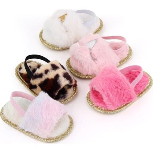 New Warm Baby Girls Shoes Fluff Infant Purple Slipper Newborn Toddler Girl Anti-Slip Soft Bottom First Walkers Baby Crib Shoes
