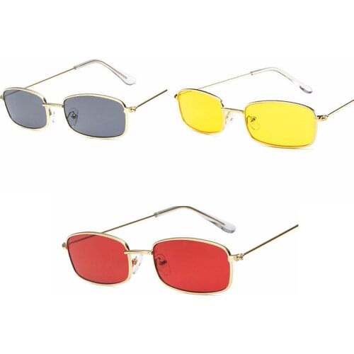 1pc Vintage Small Square Sunglasses Women Vintage Fashion Shade Brand Designer Square Metal Frame Sun Glasses Red Yellow Pink
