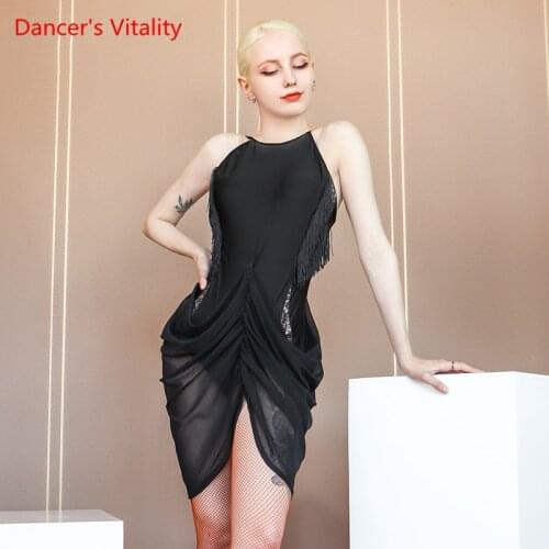 Latin Dance Competition Clothing Sexy Suspender Mesh Skirt Female Adult Professional Performance Costume Training Dance Clothes