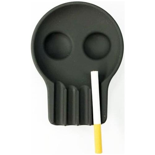 Black Skull Shape Ashtray Tray Stylish Resin Mold Silicone Ashtray Tray with Cigarette Slot Bar Party Home Smoking Accessories