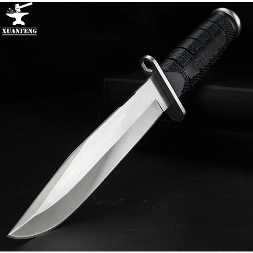 Outdoor knife high hardness straight knife wild survival fixed blade knife camping hunting knife small flashlight