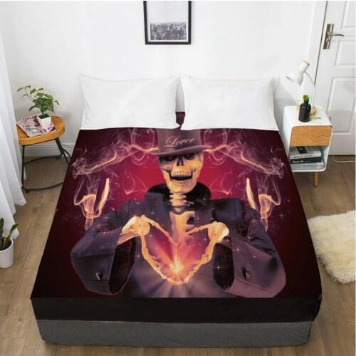 Elastic fitted sheet bed sheet With An Elastic Band 160x200/180/200/150x200 Mattress Cover Bed cover 1pc Skull Deadpool heart