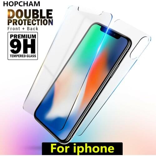 Clear Front+Back 2PCS Protective Tempered Glass For iPhone XS Max XR XS X 7 8 6 6s Plus 5S SE 5 Screen Protector Rear Glass Film