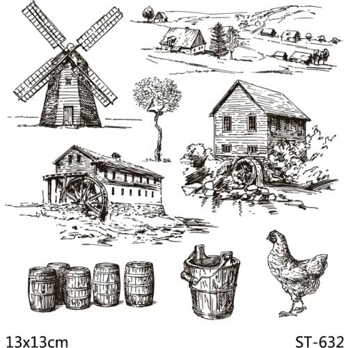 AZSG Rural Life Windmill Clear Stamps For DIY Scrapbooking Decorative Card making Craft Fun Decoration Supplies 13x13cm