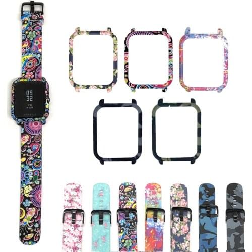 2 in 1 for Amazfit Bip Strap Watch Band+Protective PC Watch Case Cover Shell Frame Protector for Huami Amazfit Bip Accessories
