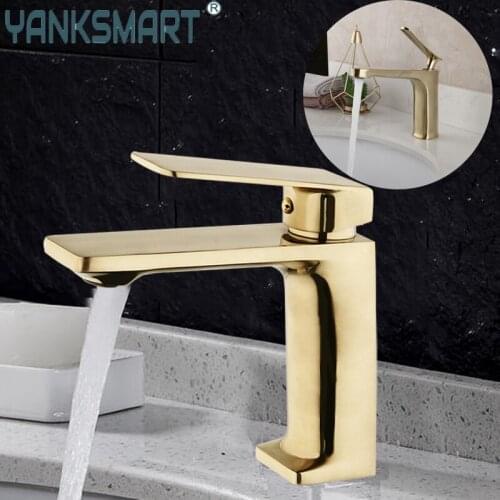 Bathroom Brushed Nickel golden faucet deck mounted bath shower mixer brass single handle faucets hot & cold water spray taps