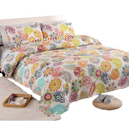 SunnyRain 3-Pieces Thick Cotton Quilted Bedspread Set Bed Sheet Set Pillow Case Machine Washable drap de lit