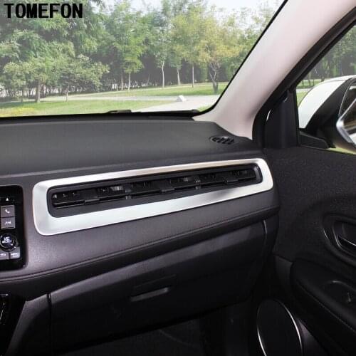 TOMEFON Carbon Fiber For Honda Vezel 2015 2016 2017 ABS Matte Copilot Right Air AC Vent Frame Trim Interior Styling Accessories