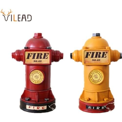 VILEAD 24cm Resin Fire Hydrant Figurines Piggy Bank Fire Extinguisher Ornament Creative Gift For Children Decoration Hogar Craft