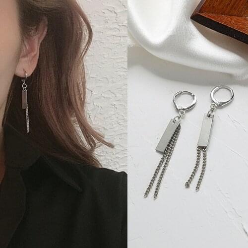 XIALUOKE New Bohemia Metal Chain Rectangular Geometry Tassel Stud Earrings For Women Punk Vintage Joker Party Jewelry E888