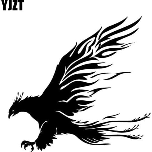 YJZT 16.4CM*15.7CM Phoenix Fashion Handsome Car Sticker Pattern Decor Bumper Vinyl Decal Black/Silver C4-2880