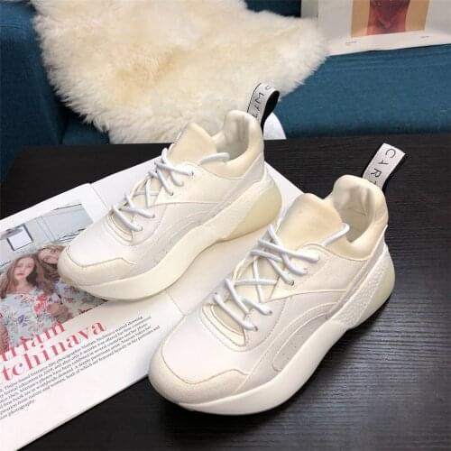 Autumn White Women Sneakers Fashion New Leather Breathable Large Size Casual Safety Non-slip Thick-soled Working Womens Shoes