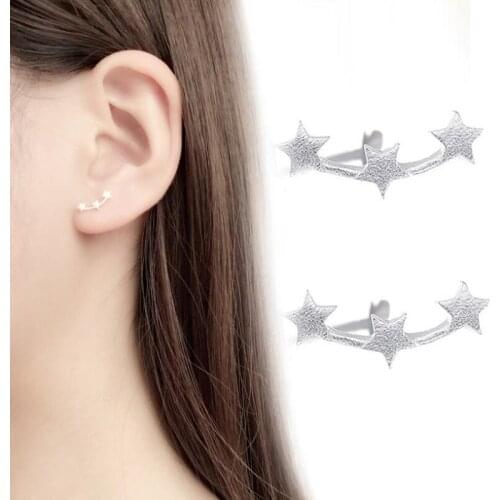 SMJEL Lovely Brushed Linked Star Earrings Stud for Women Korean Tiny Star Earring Jewelry Gifts boucle d'oreille fantaisie
