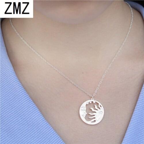 ZMZ 10pcs/lot Europe/US fashion one family pendant cute The sun, moon and stars necklace gift for mom/girlfriend party jewelry