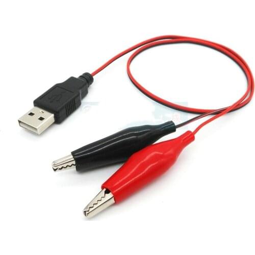 1PCS 50CM 60CM 75CM 100CM DC 5V Alligator Test Clips Clamp to USB Male Connector Power Supply Adapter Wire 1A
