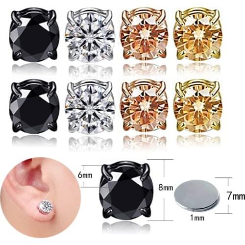 1pcs No Piercing Zircon Magnetic Stud Earings For Women Men Kids No Hole Crystal Ear Studs Jewelry Magnet Earring New