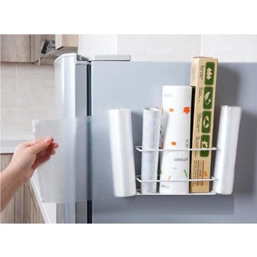 1PC Refrigerator Cling Film Storage Rack Wrap Cutter Wall Hanging Paper Towel Holder Kitchen Organizer Paper Holder Rack QA 169