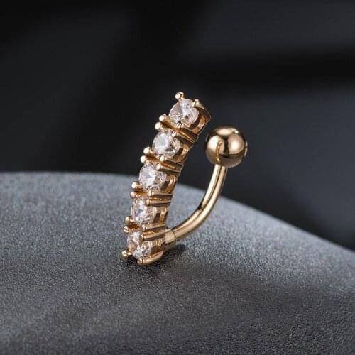 1Pcs Fashion New Simple Multiple Zircon Belly Button Ring Human Body Piercing Copper Jewelry Personality Umbilical Nail
