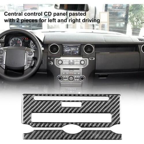 2Pcs Car Cover Trim Good Heat Resistance High-gloss Coating Carbon Fiber Central Control CD Panel Sticker for Land Rover Discove