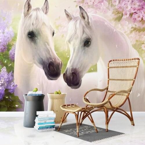 Custom 3D Wallpaper Beautiful Horse Warm Flowers Photo Wall Mural Living Room TV Bedroom Home Decor Papel De Parede Wall Papers
