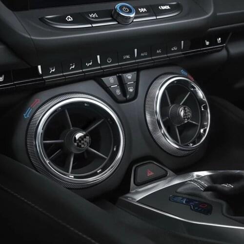 4Pcs/set Car Dashboard Air Vent Decoration Stickers For Chevrolet Camaro 2016+ Real Carbon Fiber Auto Accessory