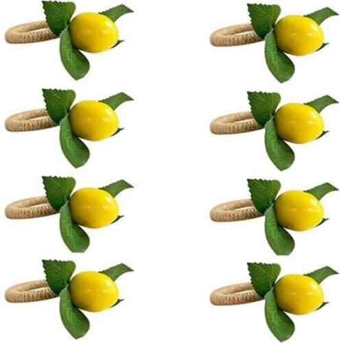8Pcs Simulation Lemon Plant Napkin Ring Fruit Meal Buckle Hotel Model Room Napkin Ring Retail