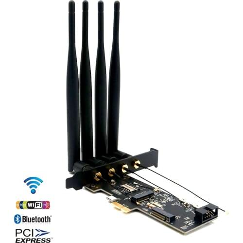 PC Wifi Adapter NGFF M.2 Key B and Key A to PCIe X1 Network Card with SIM Card Slot 5dBi WiFi Antenna for 3G/4G Module WiFi Card