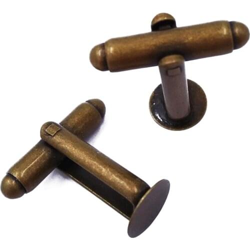 Antique Bronze Bezel Cufflinks Blanks Cuff link Blank Cufflinks with Round Flat Pad 6mm 8mm 10mm 12mm 15mm Glue Pad CL035