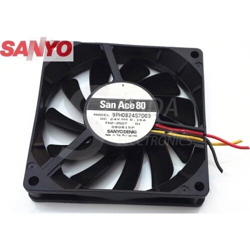 For Sanyo 9PH0824S7D03 8015 8cm 80mm quiet DC 24v 0.16A slim server power supply axial cooling fans cooler