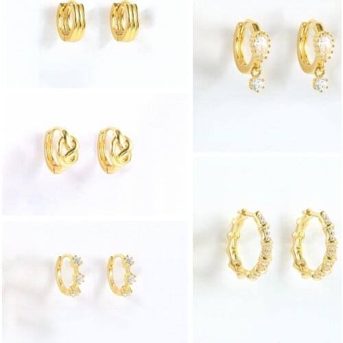 BOAKO 2021 Trend 925 Sterling Silver Huggie Earrings For Women Gold Pendientes Zircon Loops Earings Jewelry Joyero Girl Gifts CZ