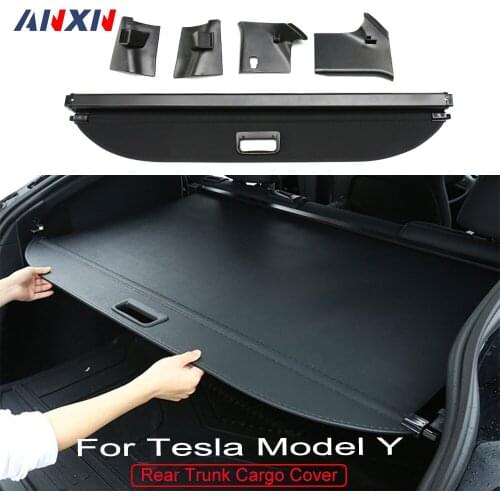 Trunk Cargo Cover For Tesla Model Y Security Shield Rear Luggage Carrier Curtain Retractable Partition Privacy Car Accessories