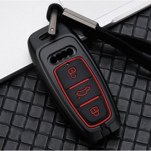 New Fashion Zinc Alloy+silica gel Car Key Case Cover Bag For Audi A6 C8 A7 A8 Q8 2018 2019 Car Accessories Durable