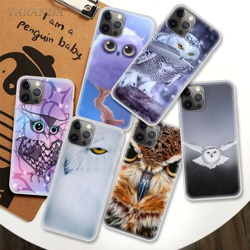 Snowy Owl Capa For Apple iPhone 12 mini 11 Pro Max X XR Translucent Phone Cover 7 8 6 6S Plus XS Frosted Cases 5 5S SE 2020