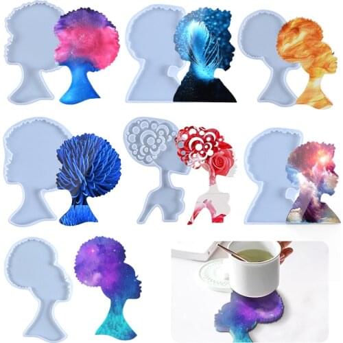 Female & Male Head Beauty Coaster Molds Silicone Resin Mold for Epoxy Resin Casting DIY Sweet Home Decoration Resin Art